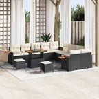 Gartensofa-set mit Kissen 17 pcs Schwarz und Creme Poly-Rattan