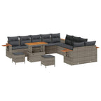 Gartensofa-set mit Kissen 17 pcs Grau Poly-Rattan