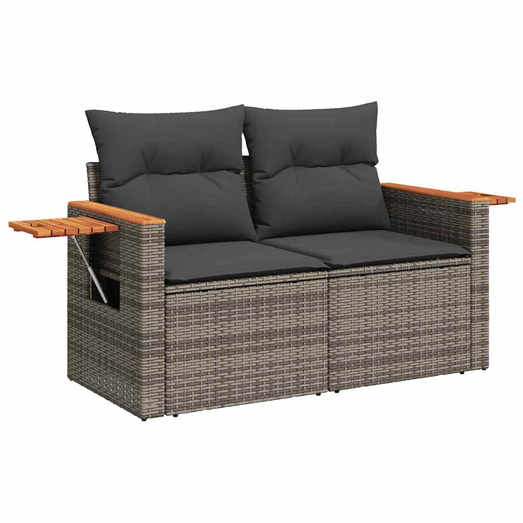 Gartensofa-set mit Kissen 17 pcs Grau Poly-Rattan