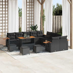 Gartensofa-set mit Kissen 18 pcs Schwarz Poly-Rattan
