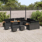 Gartensofa-set mit Kissen 18 pcs Schwarz Poly-Rattan