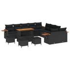 Gartensofa-set mit Kissen 18 pcs Schwarz Poly-Rattan
