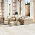 Gartensofa-set mit Kissen 18 pcs Beige und Creme Poly-Rattan