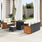 Gartensofa-set mit Kissen 10 pcs Schwarz und Creme Poly-Rattan