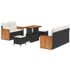 Gartensofa-set mit Kissen 10 pcs Schwarz und Creme Poly-Rattan