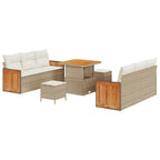 Gartensofa-set mit Kissen 11 pcs Beige und Creme Poly-Rattan