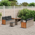 Gartensofa-set mit Kissen 11 pcs Grau Poly-Rattan