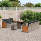 Gartensofa-set mit Kissen 13 pcs Grau Poly-Rattan