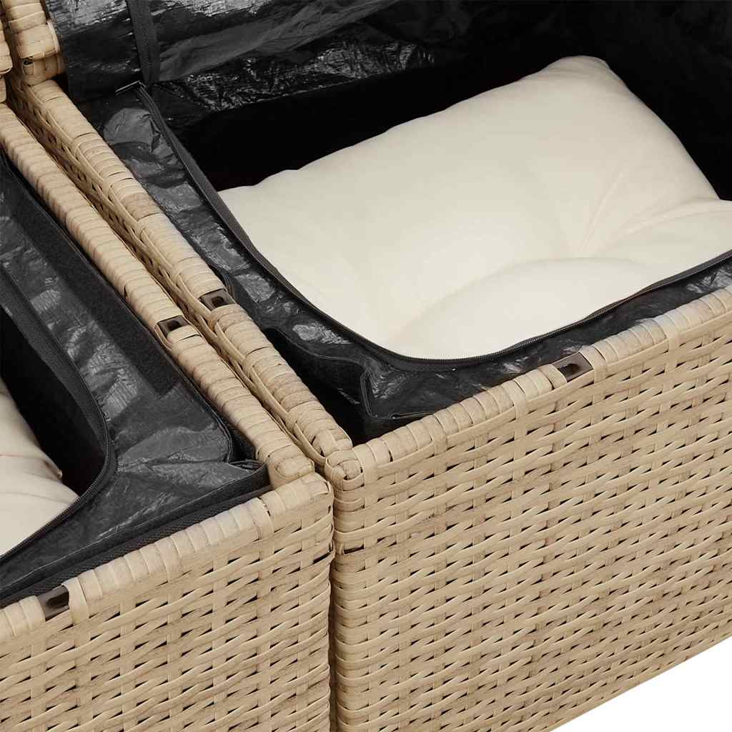 Gartensofa-set mit Kissen 13 pcs Beige und Creme Poly-Rattan