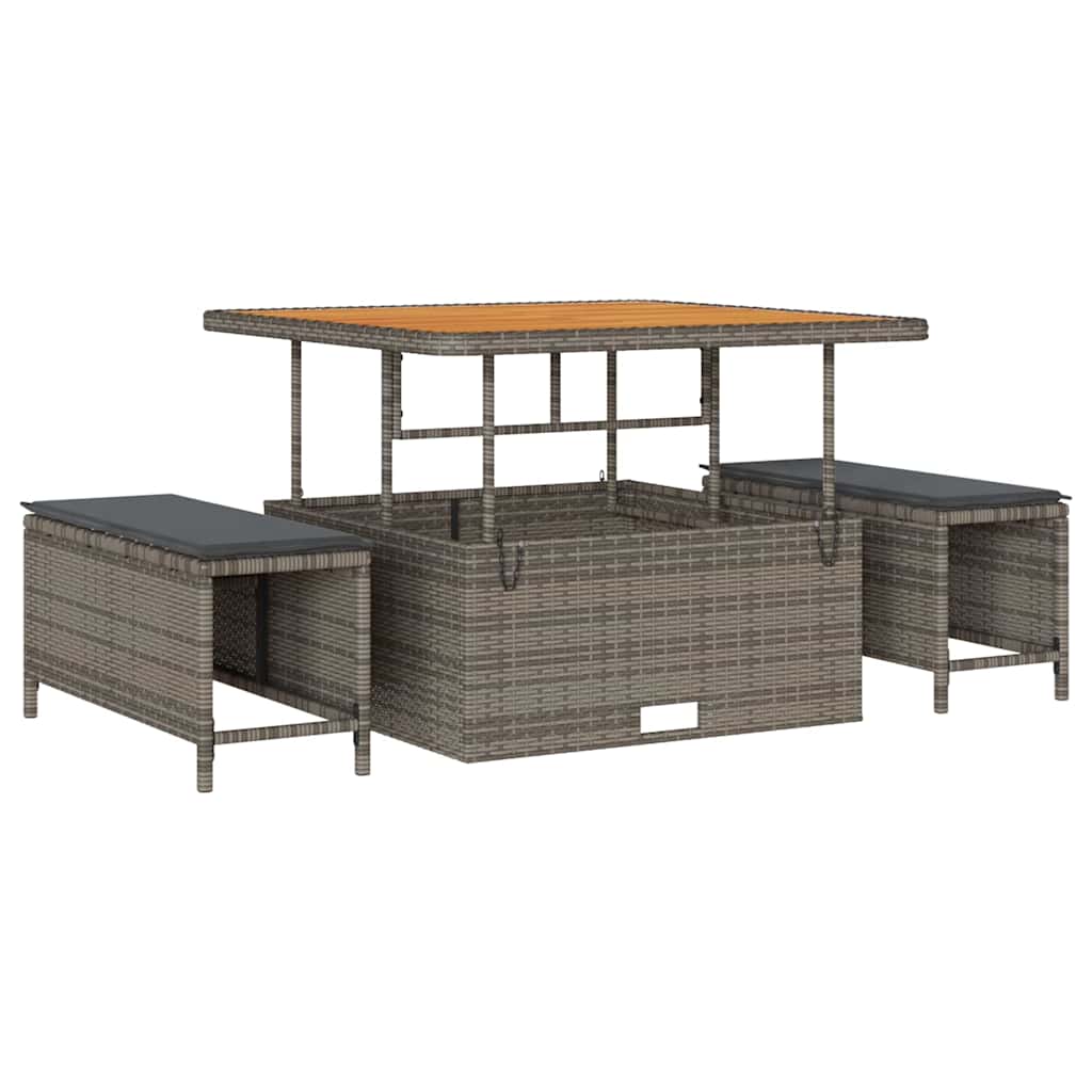 Gartensofa-set mit Kissen Grau 231 x 224 x 85 cm Poly-Rattan