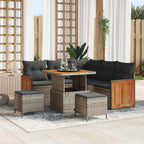 Gartensofa-set mit Kissen 9 pcs Grau Poly-Rattan