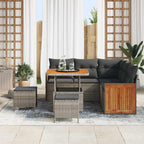 Gartensofa-set mit Kissen 9 pcs Grau Poly-Rattan