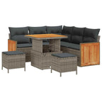 Gartensofa-set mit Kissen 9 pcs Grau Poly-Rattan