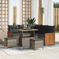Gartensofa-set mit Kissen 9 pcs Grau Poly-Rattan