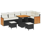 Gartensofa-set mit Kissen 11 pcs Schwarz und Creme Poly-Rattan