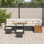 Gartensofa-set mit Kissen 11 pcs Schwarz und Creme Poly-Rattan