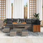 Gartensofa-set mit Kissen 12 pcs Grau Poly-Rattan