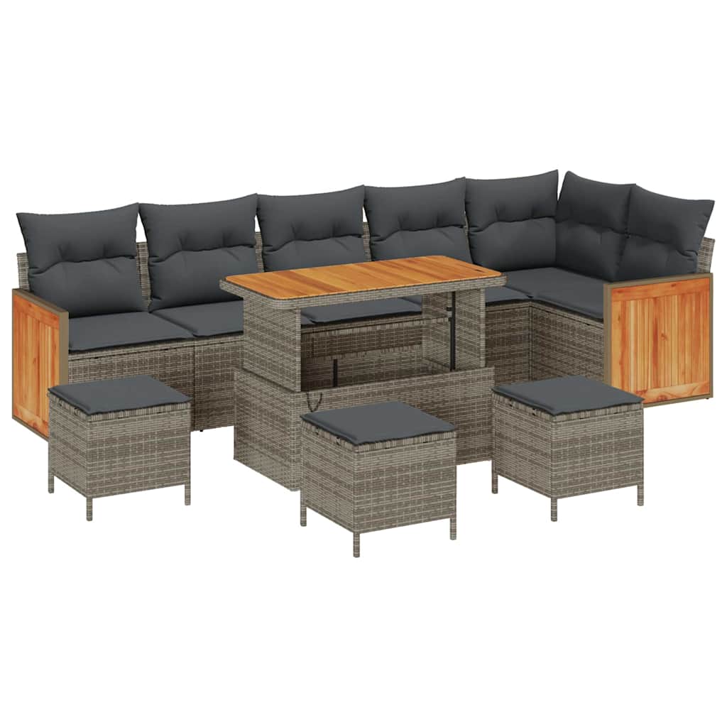 Gartensofa-set mit Kissen 12 pcs Grau Poly-Rattan