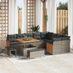 Gartensofa-set mit Kissen 13 pcs Grau Poly-Rattan