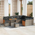 Gartensofa-set mit Kissen 13 pcs Grau Poly-Rattan
