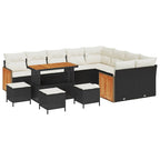 Gartensofa-set mit Kissen 14 pcs Schwarz und Creme Poly-Rattan