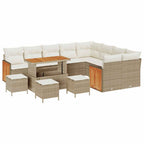 Gartensofa-set mit Kissen 14 pcs Beige und Creme Poly-Rattan