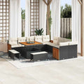 Gartensofa-set mit Kissen 17 pcs Schwarz und Creme Poly-Rattan