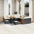 Gartensofa-set mit Kissen 17 pcs Schwarz und Creme Poly-Rattan