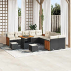 Gartensofa-set mit Kissen 17 pcs Schwarz und Creme Poly-Rattan