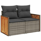 Gartensofa-set mit Kissen 17 pcs Grau Poly-Rattan