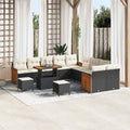 Gartensofa-set mit Kissen 17 pcs Schwarz und Creme Poly-Rattan