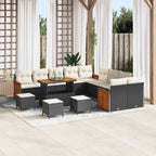 Gartensofa-set mit Kissen 18 pcs Schwarz und Creme Poly-Rattan