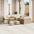 Gartensofa-set mit Kissen 18 pcs Beige und Creme Poly-Rattan