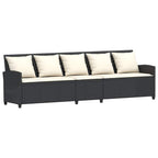 4tlg. Garten-Sofagarnitur mit Kissen L-Form Schwarz Poly Rattan