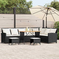 4tlg. Garten-Sofagarnitur mit Kissen L-Form Schwarz Poly Rattan