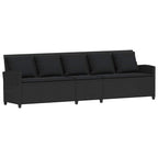 4tlg. Garten-Sofagarnitur mit Kissen L-Form Schwarz Poly Rattan