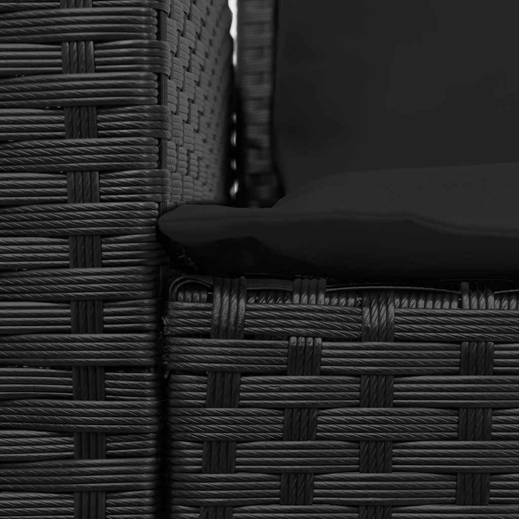 4tlg. Garten-Sofagarnitur mit Kissen L-Form Schwarz Poly Rattan
