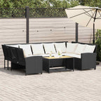 Gartensofa mit Kissen Schwarz Poly Rattan