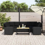 Gartensofa mit Kissen Schwarz Poly Rattan