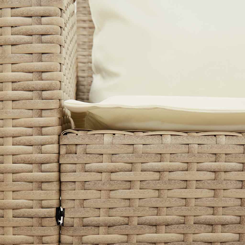 Gartensofa mit Kissen Beige Poly Rattan