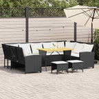 4-tlg. Garten-Sofagarnitur mit Kissen Schwarz Poly Rattan