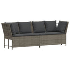 4-tlg. Garten-Sofagarnitur mit Kissen Grau Poly Rattan