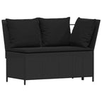 3-tlg. Garten-Sofagarnitur mit Kissen Schwarz Poly Rattan