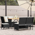 5-tlg. Garten-Sofagarnitur mit Kissen Schwarz Poly Rattan