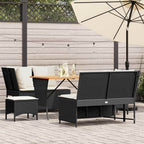 5-tlg. Garten-Sofagarnitur mit Kissen Schwarz Poly Rattan