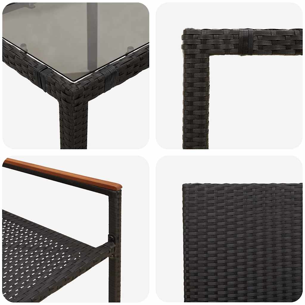 Garten Essgruppe 3 pcs Schwarz Poly-Rattan