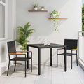 Garten Essgruppe 3 pcs Schwarz Poly-Rattan