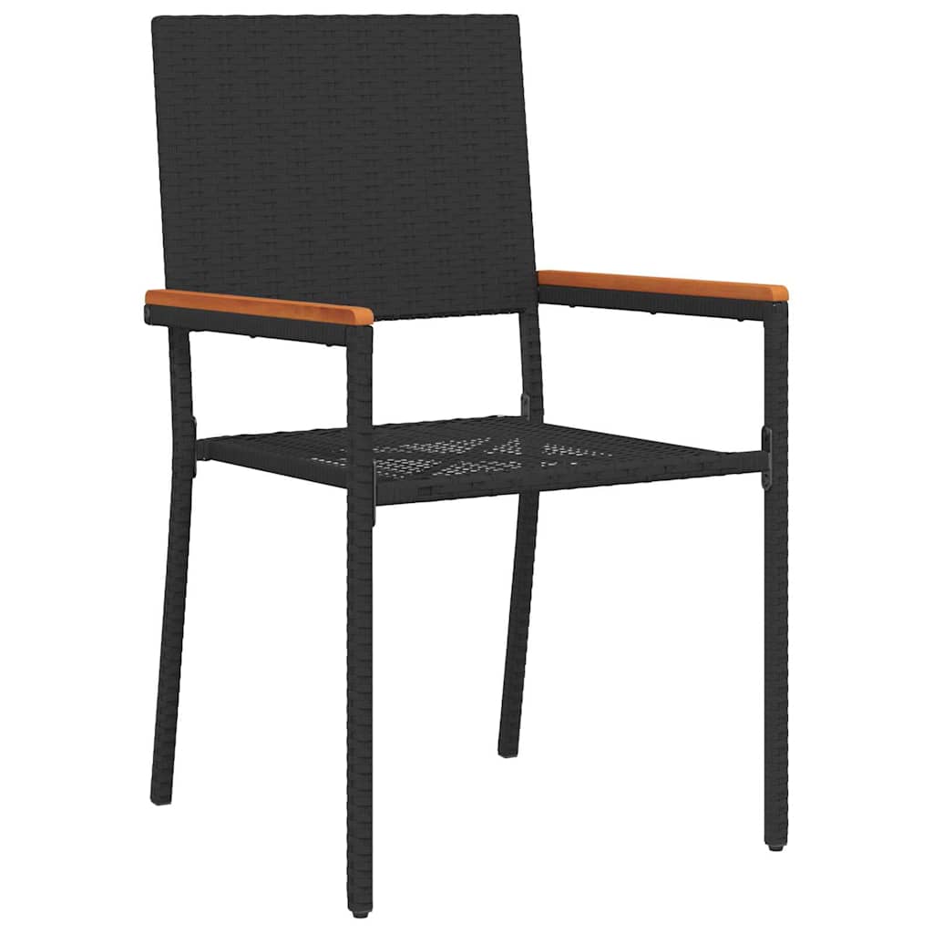 Garten Essgruppe 3 pcs Schwarz Poly-Rattan