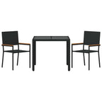 Garten Essgruppe 3 pcs Schwarz Poly-Rattan