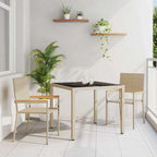 Garten Essgruppe 3 pcs Beige Poly-Rattan
